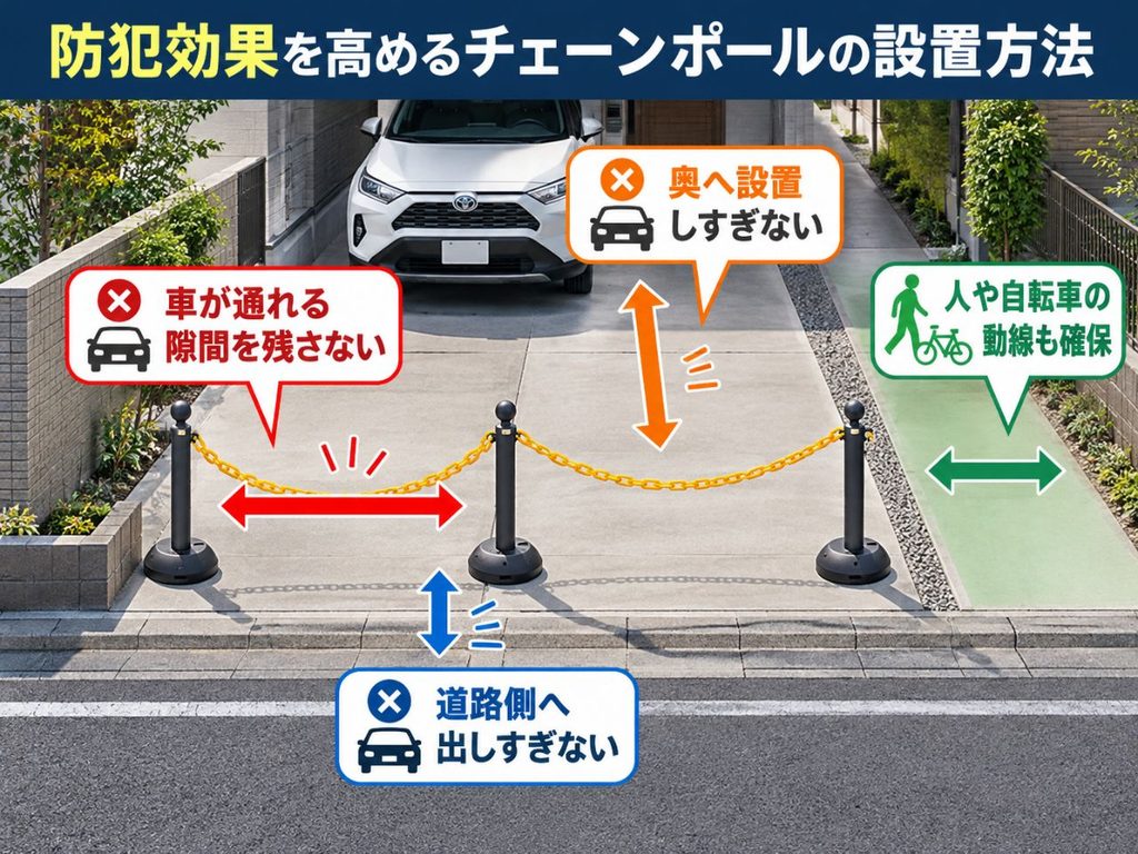 駐車場の盗難対策にチェーンポールは効果的？種類・後付け費用と