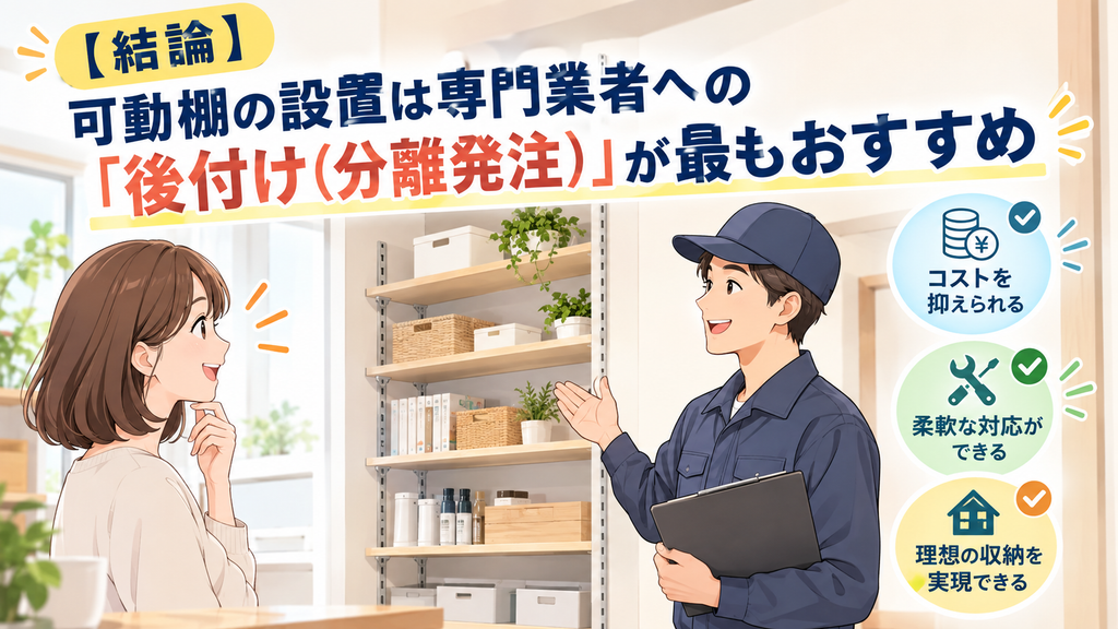 可動棚の設置費用と相場は？パントリーや洗面所への後付けは専門業者がおすすめ