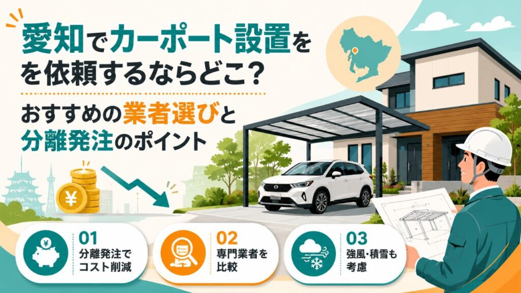愛知でカーポート設置を依頼するならどこ？おすすめの業者選びと分離発注のポイント
